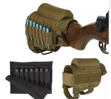 Adjustable Tactical Buttstock Rifle Cheek Rest with Ammo Carrier