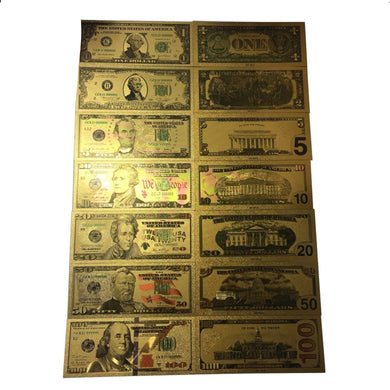 Banknote Set USD 100/50/20/10/5 Notes Collection 24K Gold Plated