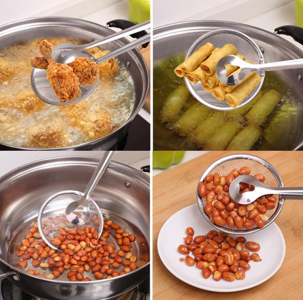 Stainless Steel Deep Frying Mesh Strainer Tong