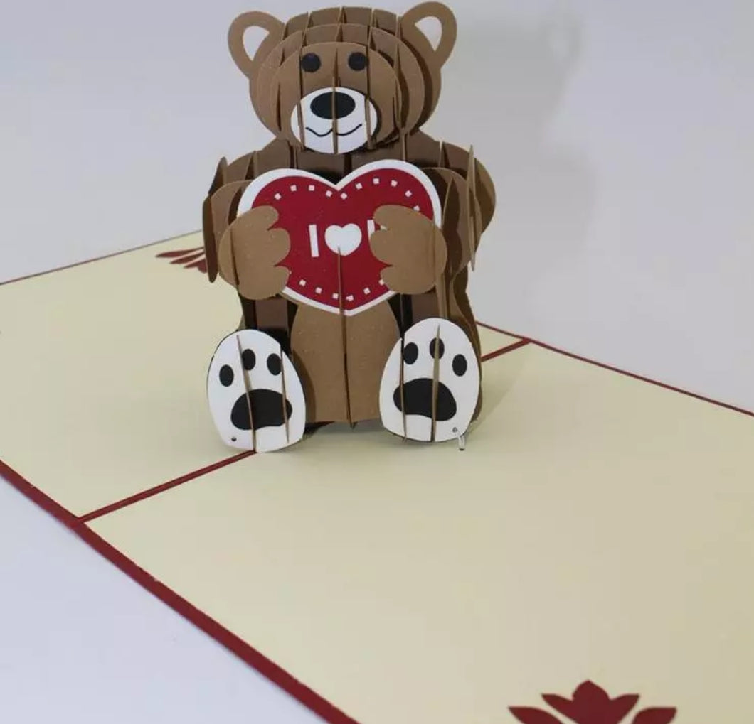 3D Handmade Teddy Bear Pop Up Card