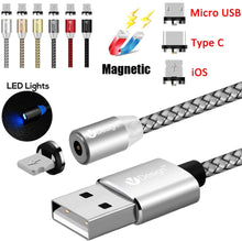 LED Magnetic Cable For Lightning Micro USB Type C Phone Cable For iPhone X 7 6 Fast Charge
