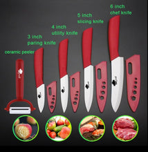 Ceramic Knife Cooking set 3" 4" 5" 6" inch + peeler White Blade Paring Fruit Vege