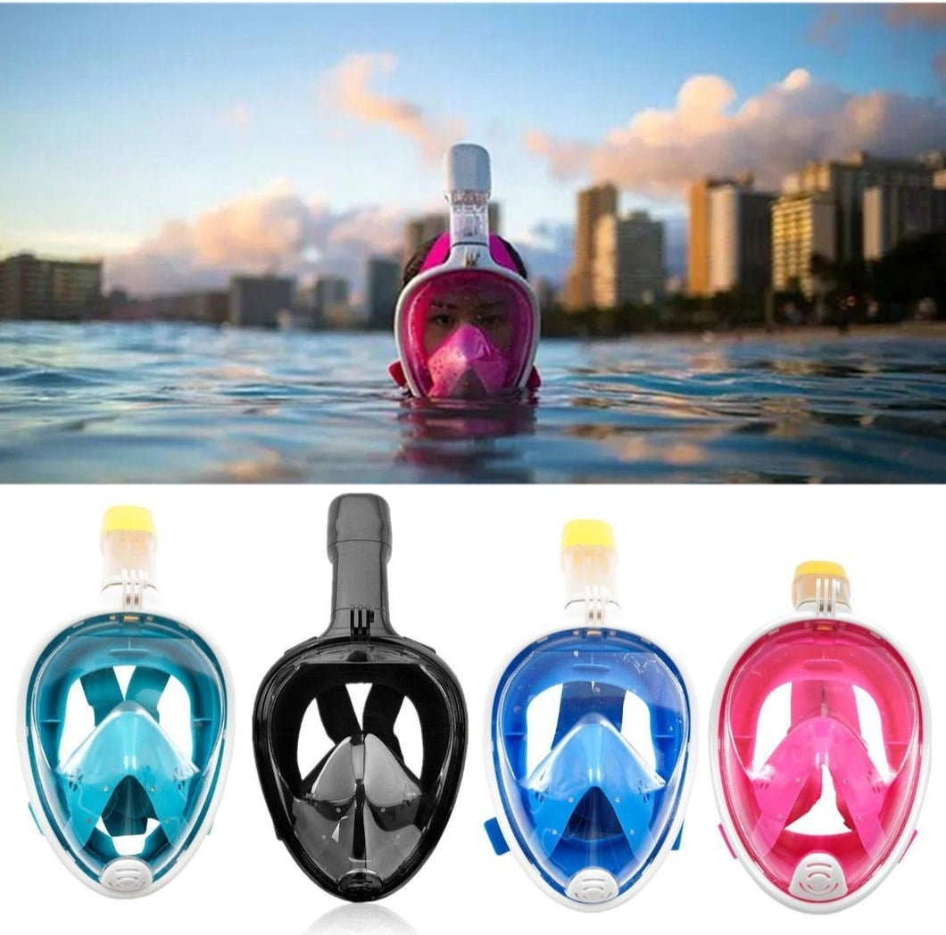 Full Face Snorkel Mask 180° Panoramic View with Detachable Camera Mount